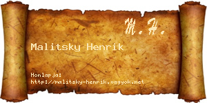 Malitsky Henrik névjegykártya